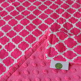 Fuchsia Pink  Backing Moroccan Lattice Baby Blanket 