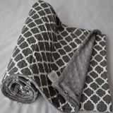 Charcoal Gray Quatrefoil Baby Blanket