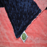 Coral/ Navy Minky Blanket