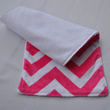Chevron Minky Burp Cloth Pink backed with Birdseye cotton 2 pack