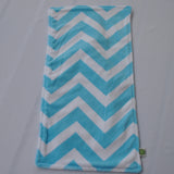 Chevron Minky Burp Cloth Turquoise backed with Birdseye cotton 2 pack