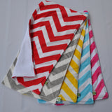 Chevron Minky Burp Cloth Red backed with Birdseye cotton 2 pack