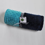 Signature Minky Baby Blanket Teal and Navy Blue