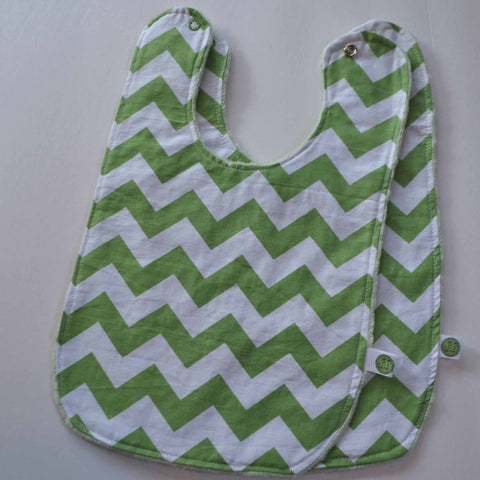 Green Chevron Baby Bib