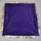 Signature Minky Lovie/ Security Blanket with satin Trim, Purple and Tan