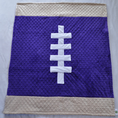 Purple and Tan Football Baby Blanket