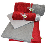 Baby Gift Set Starter Pack... Includes Baby Blanket, lovie, and 2 burp cloths (Crimson Red and Gray)