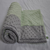 Green and Gray Minky Baby Blanket
