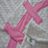 Pink detail on Baseball Baby Blanket