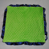 Baby Gift Set Starter Pack... Includes Baby Blanket, Lovie, and 2 burp cloths (Navy Blue and Lime)