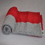 Baby Gift Set Starter Pack... Includes Baby Blanket, lovie, and 2 burp cloths (Crimson Red and Gray)