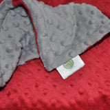 Baby Gift Set Starter Pack... Includes Baby Blanket, lovie, and 2 burp cloths (Crimson Red and Gray)