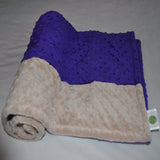 Baby Minky Gift Set Starter Pack... Includes Baby Blanket, Lovie, and 2 burp cloths (Purple and Tan)