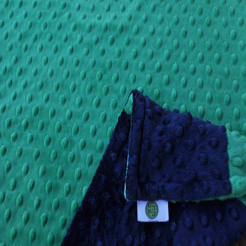 Green and Navy Minky Blanket