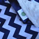 Navy Chevron with Satin Trim