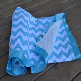 Turquoise Chevron Blanket with Trim