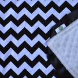 Black and White Chevron Blanket with Satin Trim