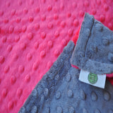 Watermelon Pink/ charcoal minky blanket