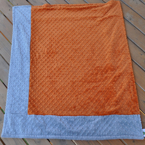 Signature Minky Baby Blanket Sports Orange and Silver