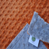 Rust Orange/ Silver Gray Minky Blanket