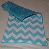 1 Chevron Cotton Burp Cloth Aqua with Minky