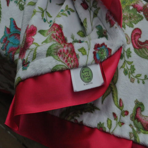 Luxurious Vintage Floral Minky Baby Blanket