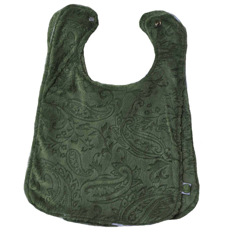 Paisley Minky Baby Bib w/ Cotton Back Green 2 Pack