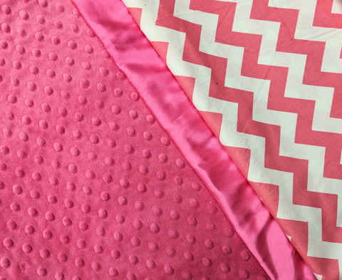 Custom Order for Heather Satin Trim Chevron Blanket in Pink