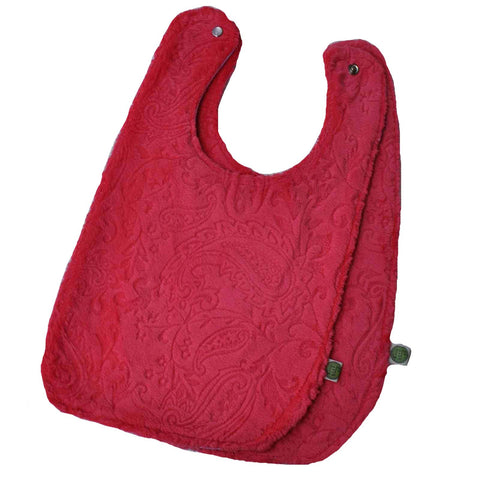 Paisley Minky Baby Bib w/ Cotton Back Pink 2 Pack