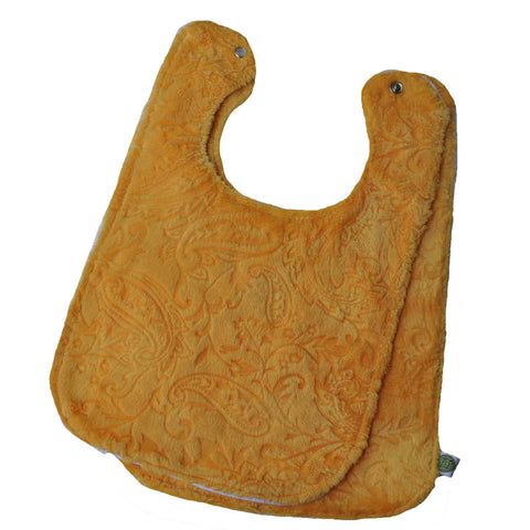Paisley Minky Baby Bib w/ Cotton Back Yellow 2 Pack