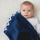 Chevron Blanket Navy with Navy Minky