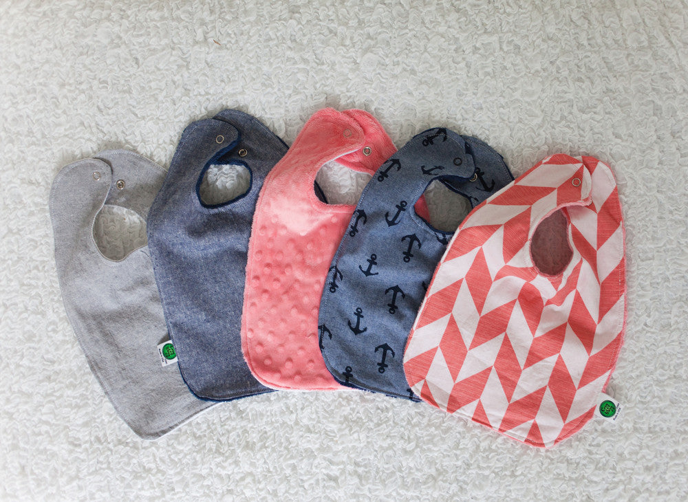 Coral and Denim Bib Collection